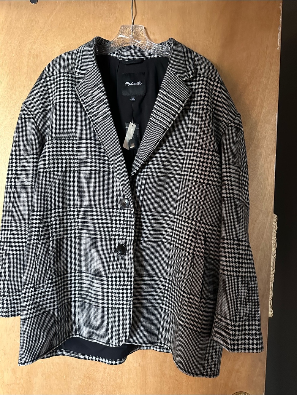 Madewell Black & White Glen Plaid Blazer Jacket